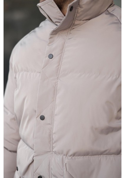 Taş Rengi Fermuarlı Çıt Kapamalı Şişme Erkek Mont E7436 fiyatları