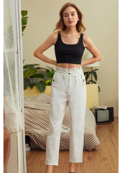 Kadın Siyah Kalın Askılı Crop Top Büstiyer