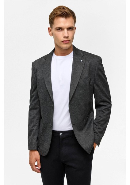 Slim Desenli Mono Yaka Siyah Erkek Ceket CT2021600410 modelleri