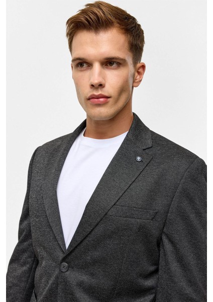 Slim Desenli Mono Yaka Siyah Erkek Ceket CT2021600410 fırsatları