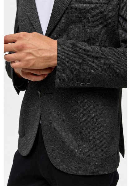 Slim Desenli Mono Yaka Siyah Erkek Ceket CT2021600410 indirimleri