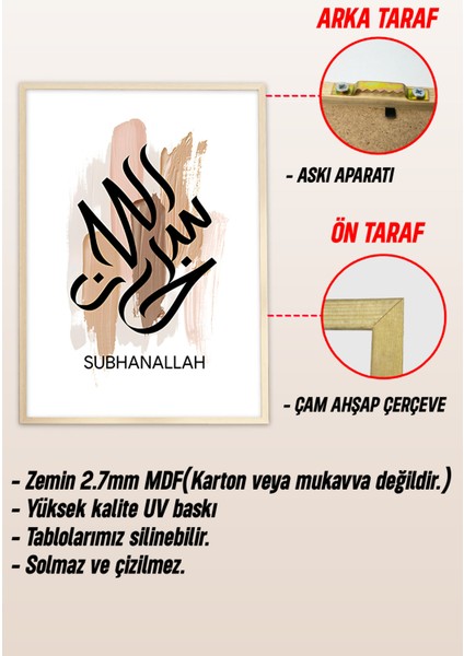 Ahşap Çerçeveli Mdf Tablo Seti Islami Salon ve Oturma Odası Için ÇT3080 23 x 32