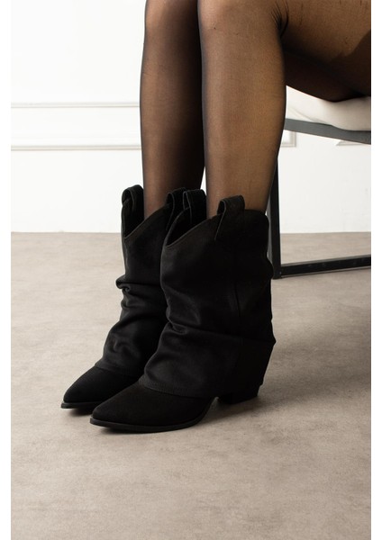 Livinya Kadın Kovboy Bot Körüklü Siyah Süet fiyatları