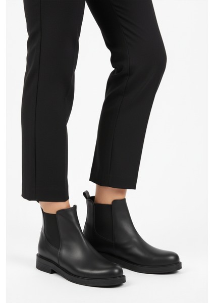 Siyah Cilt Polarlı Kolay Giyilebilir Kaymaz Kadın Chelsea Bot 284097 Z