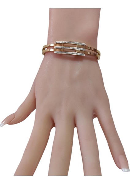 Zirkon Taşlı 316L Çelik Kelepçe