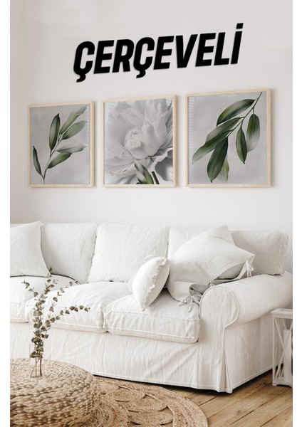 Ahşap Çerçeveli Mdf Kare Tablo Seti Salon ve Oturma Odası Için KR4005 23 x 23