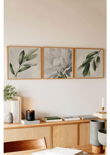 Ahşap Çerçeveli Mdf Kare Tablo Seti Salon ve Oturma Odası Için KR4005 23 x 23 modelleri