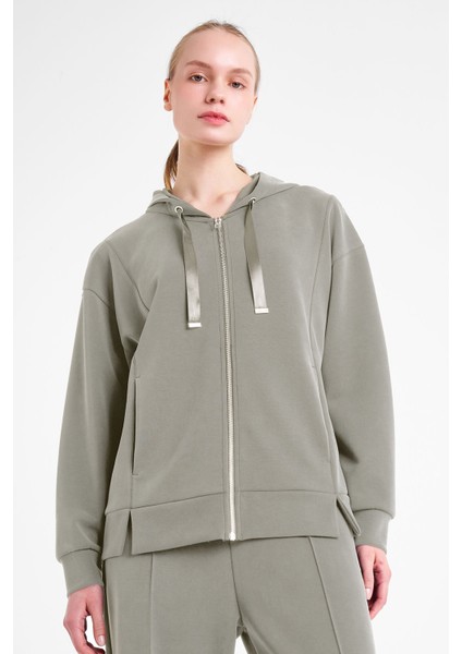Kadın Fermuarlı Kapüşonlu Sweatshirt 25N-2103