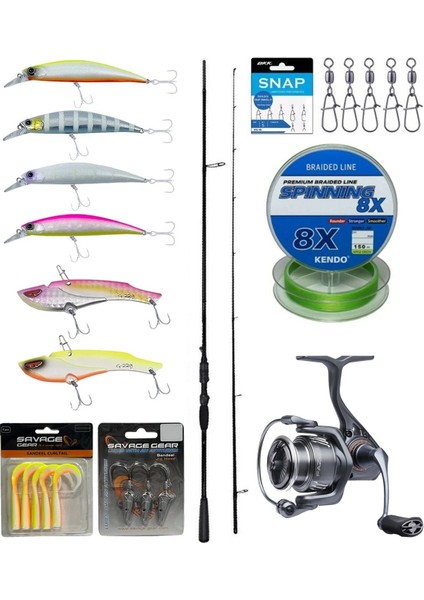 Pro Spin Seti Okuma Psycho Stick Game 243CM Ex-Fast 15-40GR 2 Parça Olta Kamışı&savage Gear Fazor 4000 Olta Makinesi