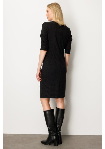 Kadın Önü Büzgülü Simli Midi Elbise 4921 Siyah modelleri