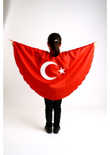 Çocuk Saten Unisex Türk Bayrağı Pelerin, 23 Nisan-19 Mayıs-10 Kasım-29 Ekim Okul Gösteri Kostümü 2-6 Yaş (M),7-12 Yaş (L) modelleri