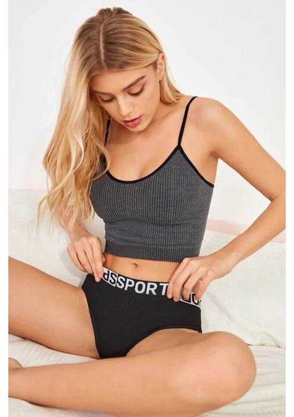 Kadın Anstrasit Gri Ip Askılı Crop Top Bluz fiyatları