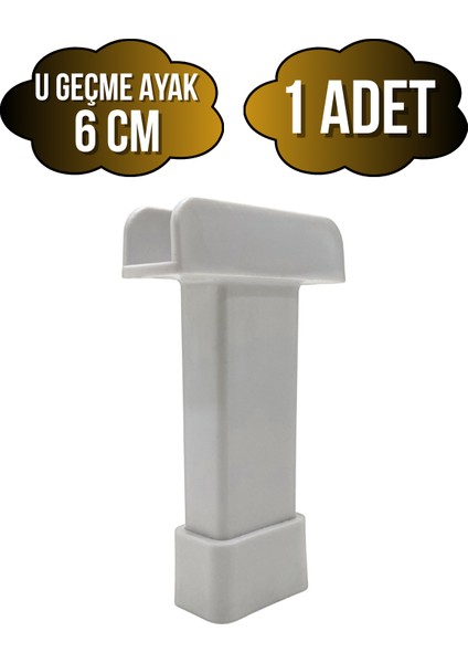 U Geçme Beyaz Plastik Ayarlı Ayak Mobilya Masa ve Dolap Ayağı(Beyaz)(6cm - 10CM)