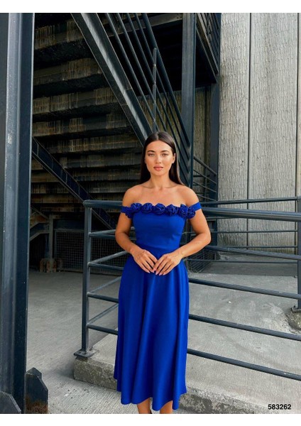 Gül Yaka A Model Midi Elbise