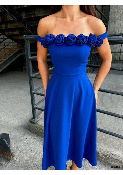 Gül Yaka A Model Midi Elbise modelleri