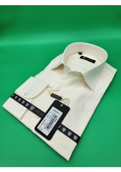 Erkek Classıc Krem Düz Gömlek Pamuk Polyester modelleri
