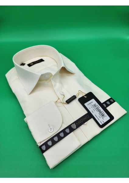 Erkek Classıc Krem Düz Gömlek Pamuk Polyester fırsatları