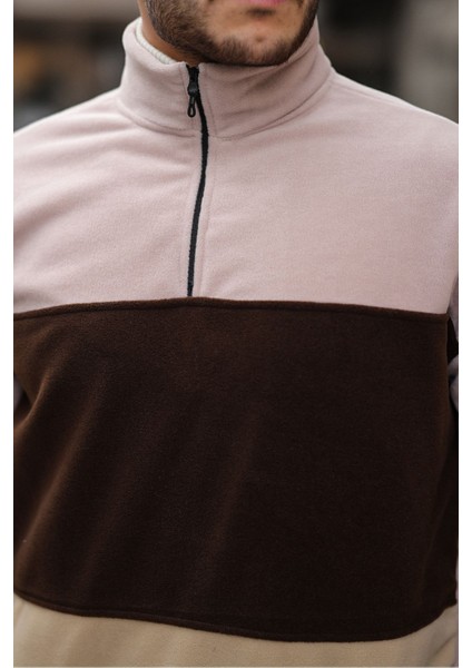 Yarım Fermuarlı Üç Renk Polar Sweatshirt fiyatları