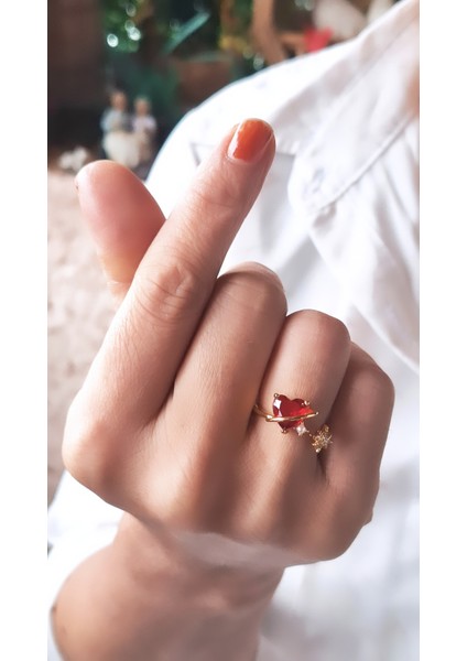 Halkalı Kalp Figürlü Çelik Kaplama Yüzük fiyatları