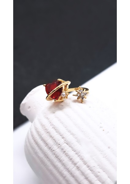 Halkalı Kalp Figürlü Çelik Kaplama Yüzük fırsatları