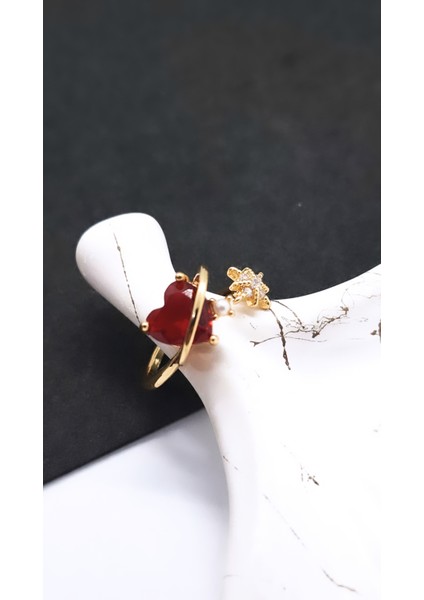 Halkalı Kalp Figürlü Çelik Kaplama Yüzük indirimleri