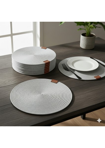 Amerikan Servis Runner 6 Lı Sunum Supla Çeyiz Takımı Örgü Tabak Altı Yanmaz