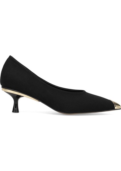 Elit PM207 Kf1 Kadın Kroko Klasik Topuklu Ayakkabı Siyah