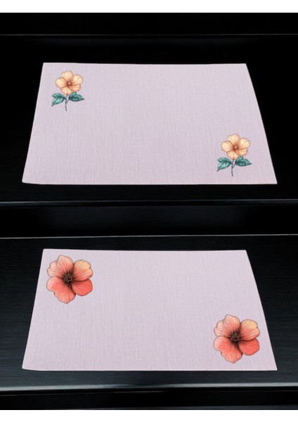 Çiçekli Baskılı Mutfak Masası 2'li Keten Servis Bezi 28X40 cm Amerikan Servis