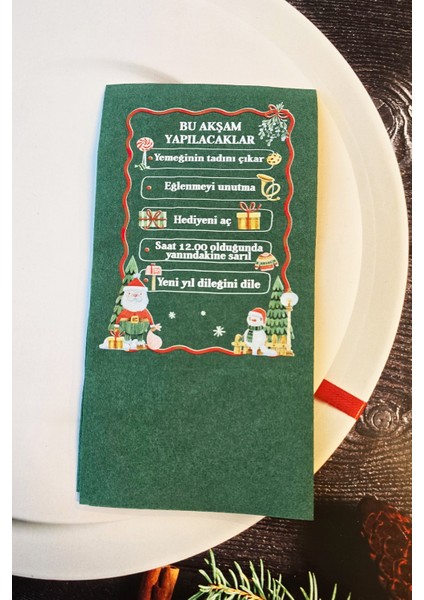 Yılbaşında Yapılacaklar Yeşil Yılbaşı Peçetesi 12LI Paket