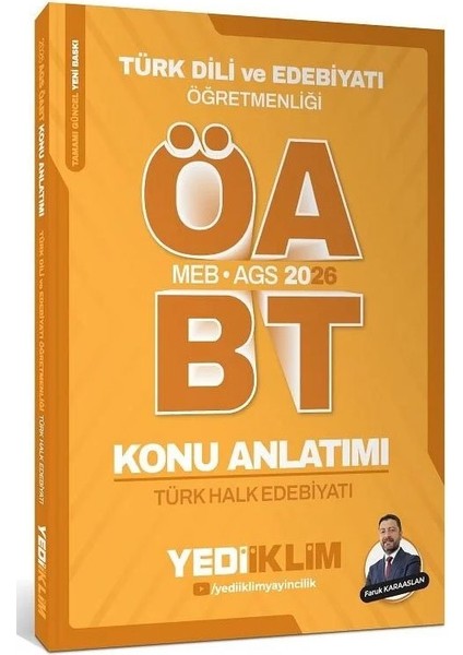 Yediiklim 2026 Öabt Meb-Ags Türk Dili ve Edebiyatı Türk Halk Edebiyatı Konu Anlatımı