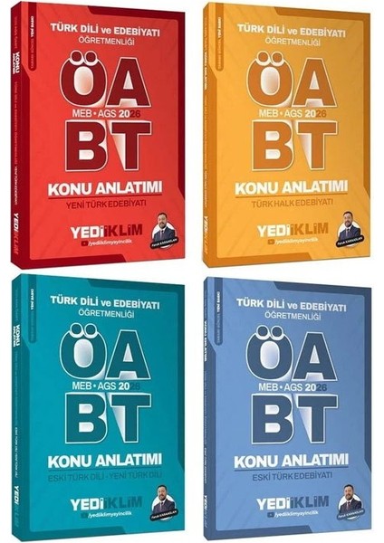 Yediiklim 2026 Öabt Meb-Ags Türk Dili ve Edebiyatı Öğretmenliği Konu Anlatımı 4 Lü Set