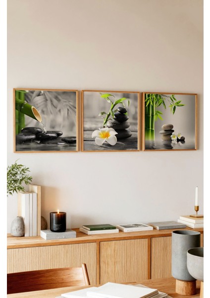 Ahşap Çerçeveli Mdf Kare Tablo Seti Salon ve Oturma Odası Için KR4003 23 x 23 fiyatları