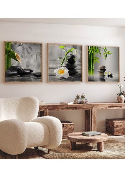 Ahşap Çerçeveli Mdf Kare Tablo Seti Salon ve Oturma Odası Için KR4003 23 x 23 indirimleri