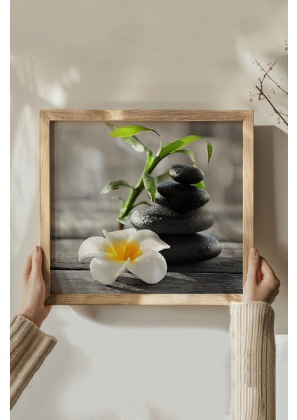 Ahşap Çerçeveli Mdf Kare Tablo Seti Salon ve Oturma Odası Için KR4003 23 x 23