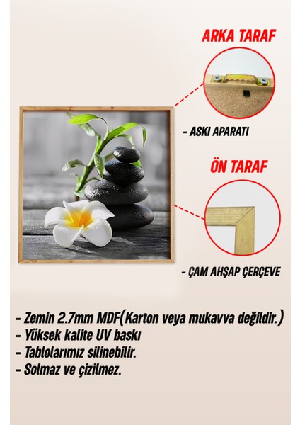 Ahşap Çerçeveli Mdf Kare Tablo Seti Salon ve Oturma Odası Için KR4003 23 x 23
