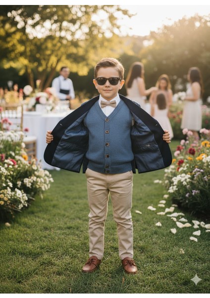 Erkek Çocuk Selanik Örgü Düğmeli Triko Yelek Abiye & Günlük Şık Kombin 5-8 Yaş fiyatları