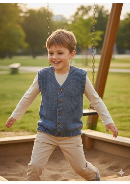 Erkek Çocuk Selanik Örgü Düğmeli Triko Yelek Abiye & Günlük Şık Kombin 5-8 Yaş modelleri