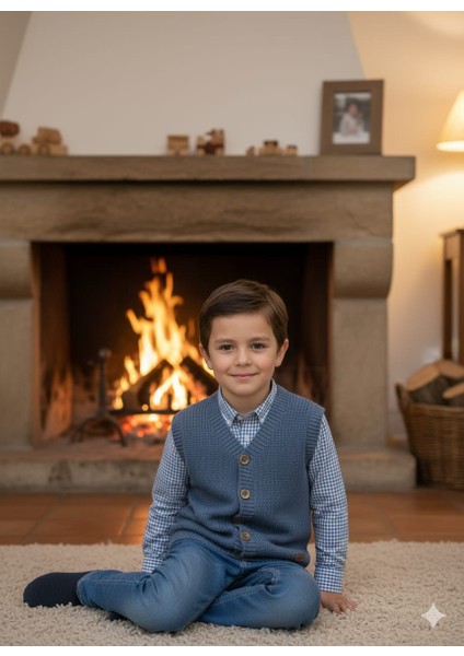 Erkek Çocuk Selanik Örgü Düğmeli Triko Yelek Abiye & Günlük Şık Kombin 5-8 Yaş indirimleri