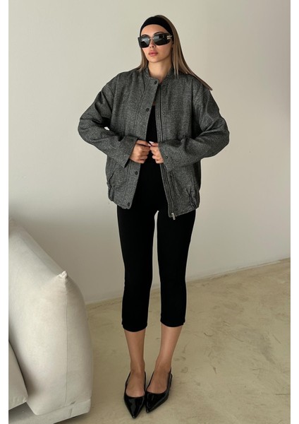 Çıt Çıt Detaylı Bomber Kaşe Ceket Gri 8276 fiyatları