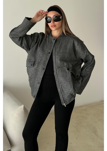 Çıt Çıt Detaylı Bomber Kaşe Ceket Gri 8276 fırsatları
