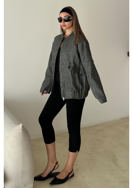 Çıt Çıt Detaylı Bomber Kaşe Ceket Gri 8276 indirimleri