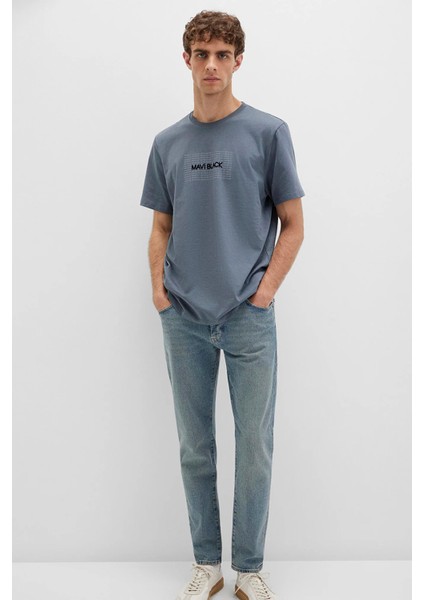 Erkek Baskılı T-Shirt M0613042 Koyu Mavi fiyatları