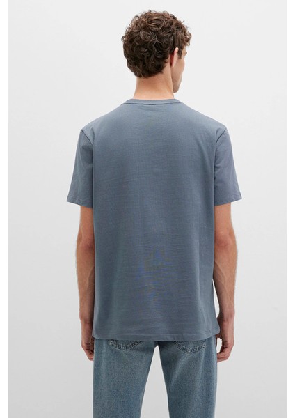 Erkek Baskılı T-Shirt M0613042 Koyu Mavi fırsatları