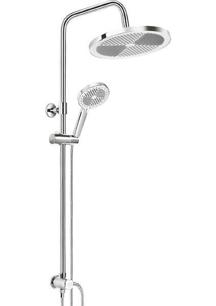 Anka Robot Duş Seti Tam Takım Beyaz Krom Lüks Yağmurlama Fonksiyonlu Yükseklik Ayarlı Duş Sistemi