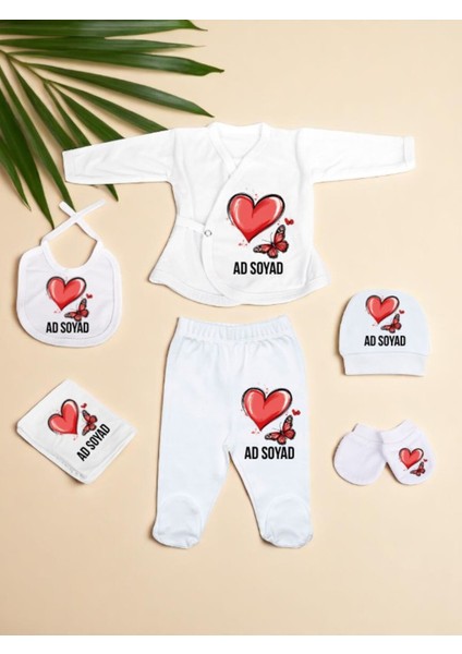 Kalpli Kelebek Baskılı Bebek Hastane Çıkış Seti Yeni Doğan Bebek Hediyesi Bebeğe Hediye