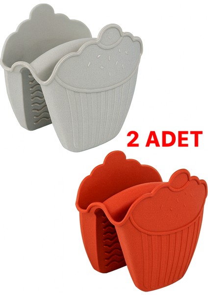 🧁2 Adet Muffin Şekilli Silikon Fırın Tutacağı – Isıya Dayanıklı, Kaymaz, Esnek ve Ergonomik Mutfak Eldiveni (Kırmızı & Krem) 🍰🔥 Şık Tasarım – Kolay Temizlenebilir – Bulaşık Makinesine Uygun