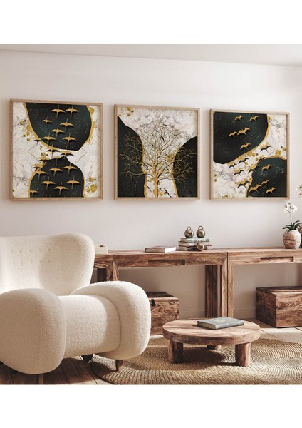 Ahşap Çerçeveli Mdf Kare Tablo Seti Salon ve Oturma Odası Için KR4004 23 x 23 indirimleri