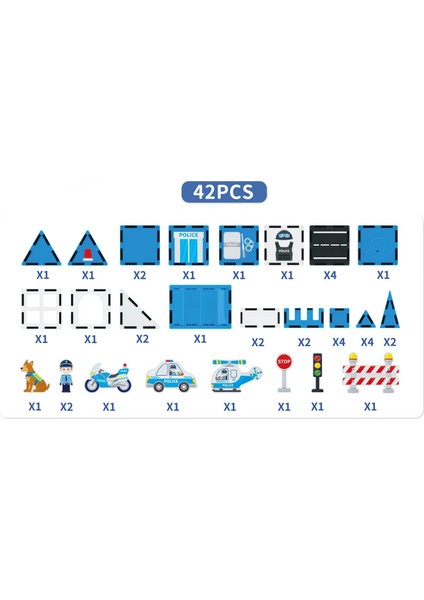 Manyetik Tiles Polis Karoları 42 Parça Manyetik Yapı Magnetic Bloklar fiyatları