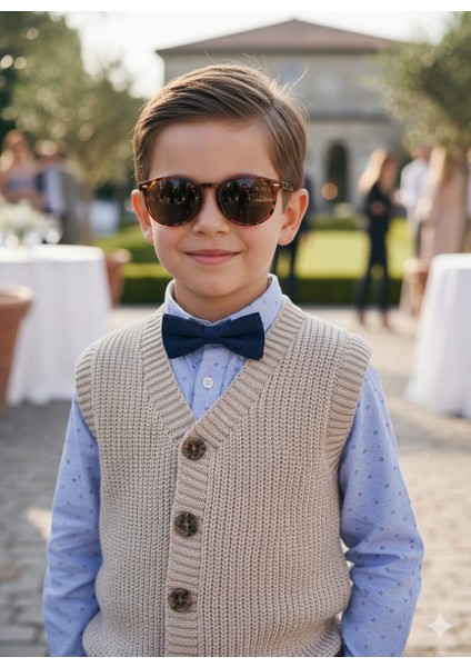 Erkek Çocuk Selanik Örgü Düğmeli Triko Yelek Abiye & Günlük Şık Kombin 5-8 Yaş modelleri