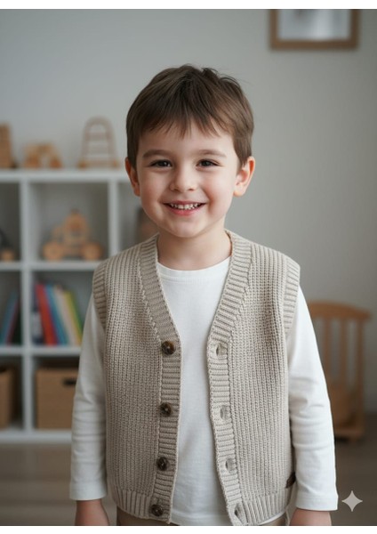 Erkek Çocuk Selanik Örgü Düğmeli Triko Yelek Abiye & Günlük Şık Kombin 5-8 Yaş indirimleri